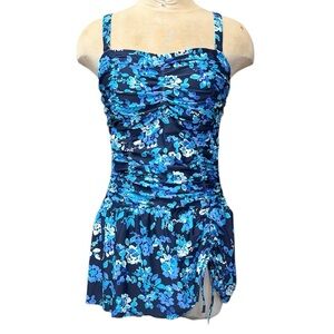 Seekers Swim Dress One Piece Swimsuit Swimdress Floral 16W 16 C/D